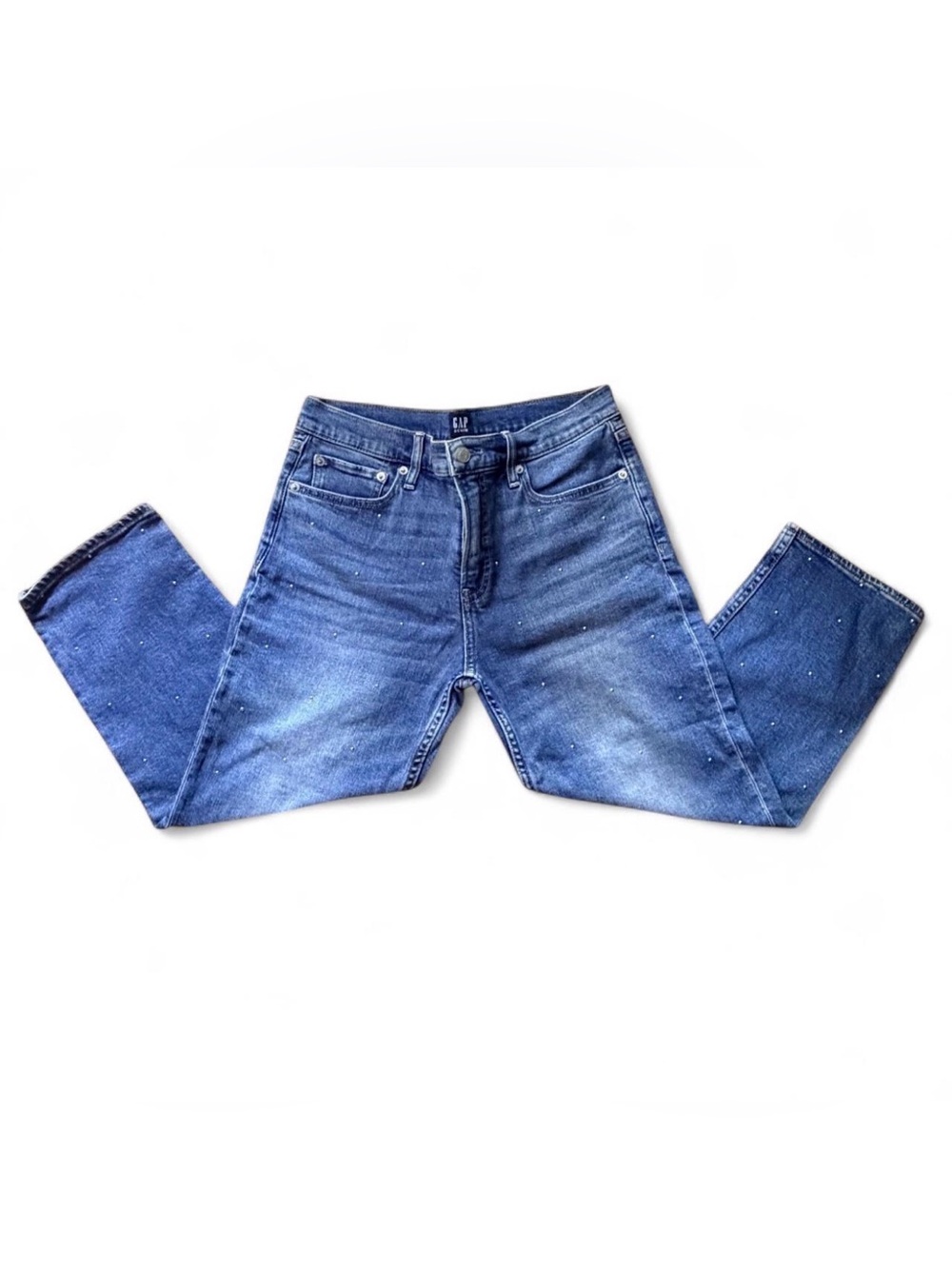 GAP Denim Medium Blue High-Rise Jeans with Metal Button